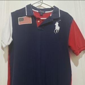 Polo red, white and blue,  Boys XL 18-20, good condition